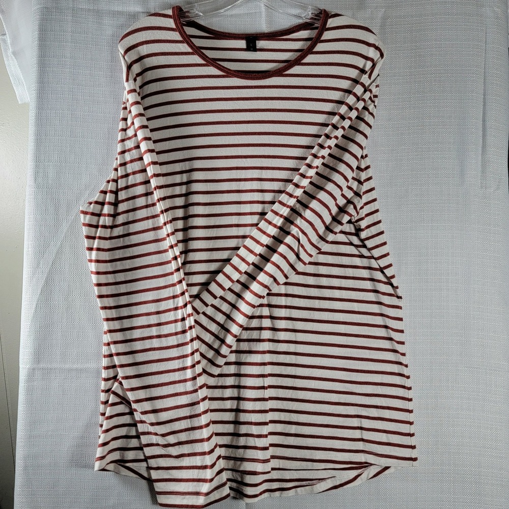 Lululemon Love Long Sleeve Shirt Striped White and Red Size L